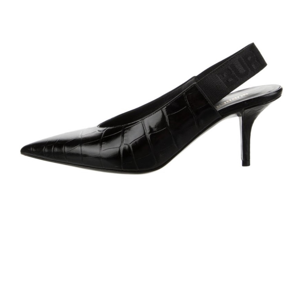 Burberry Black Leather Slingback Heels